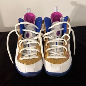 Nike Kids' White, Gold, and Blue Sneakers